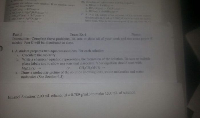 A student prepares four aqueous solutions