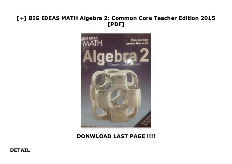 Big ideas math algebra 2 answers pdf