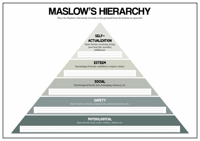 Maslow needs worksheet hierarchy pyramid worksheets mental health basic energy human pdf humans maslows self activities wants therapy kids emotional