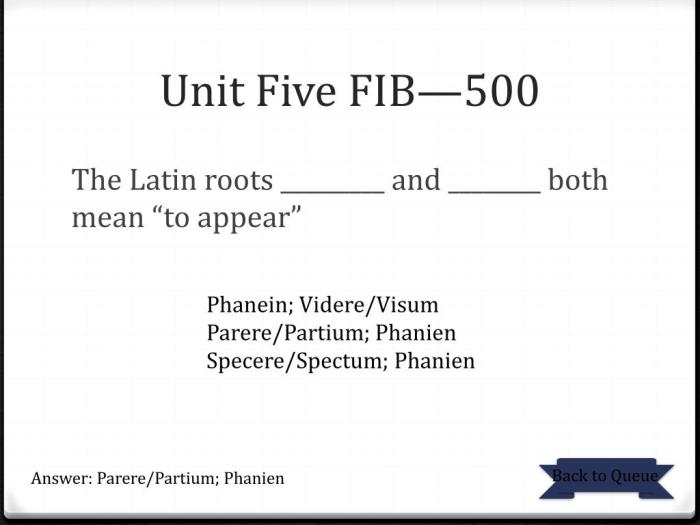 Greek and latin roots jeopardy game